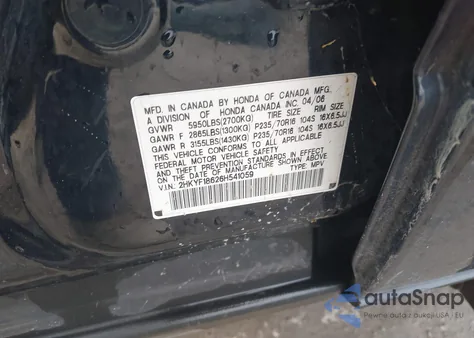 2006 Honda Pilot Ex-L из США, поврежденный, VIN 2HKYF18626H541059